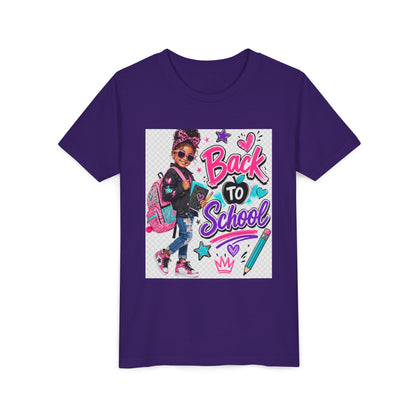 Back to School Kids Tee — Colorful Girl Backpack Design