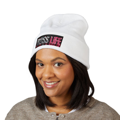 Boss Life Embroidered Cuffed Beanie — Streetwear Knit Hat for Confident Style