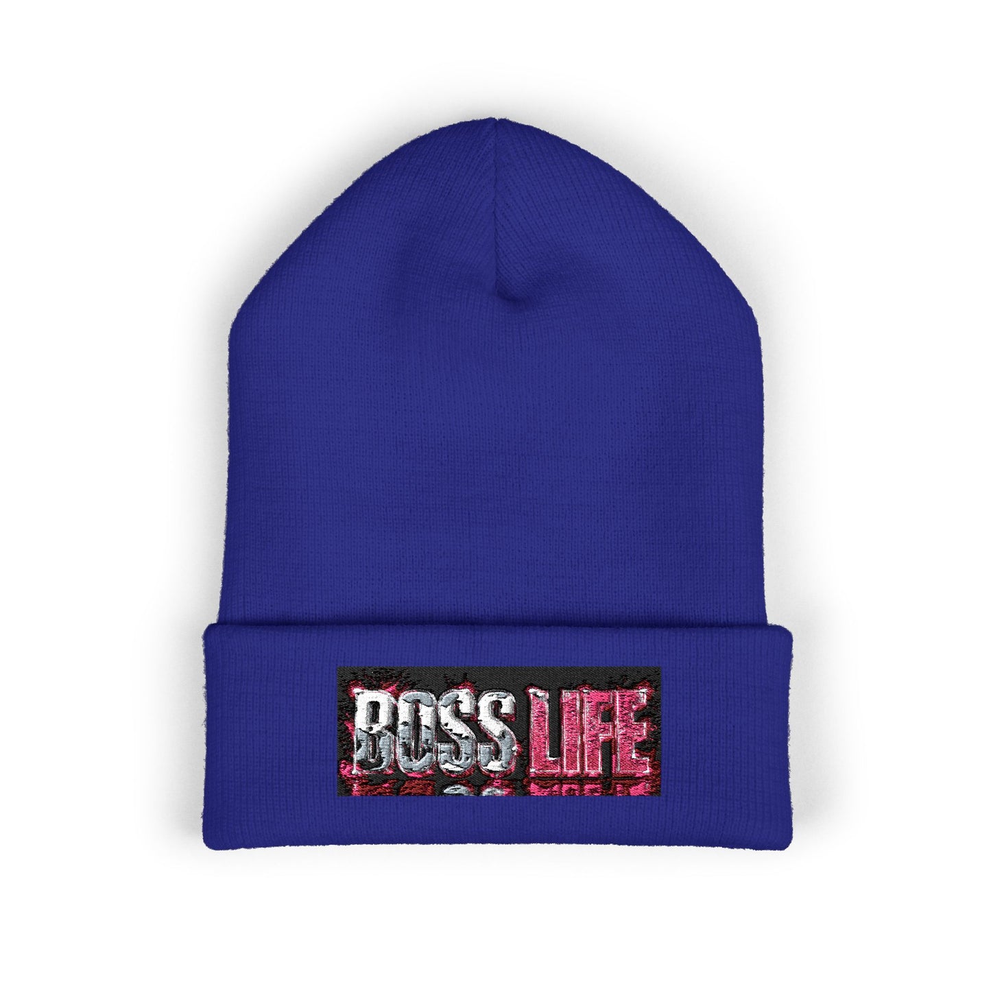 Boss Life Embroidered Cuffed Beanie — Streetwear Knit Hat for Confident Style