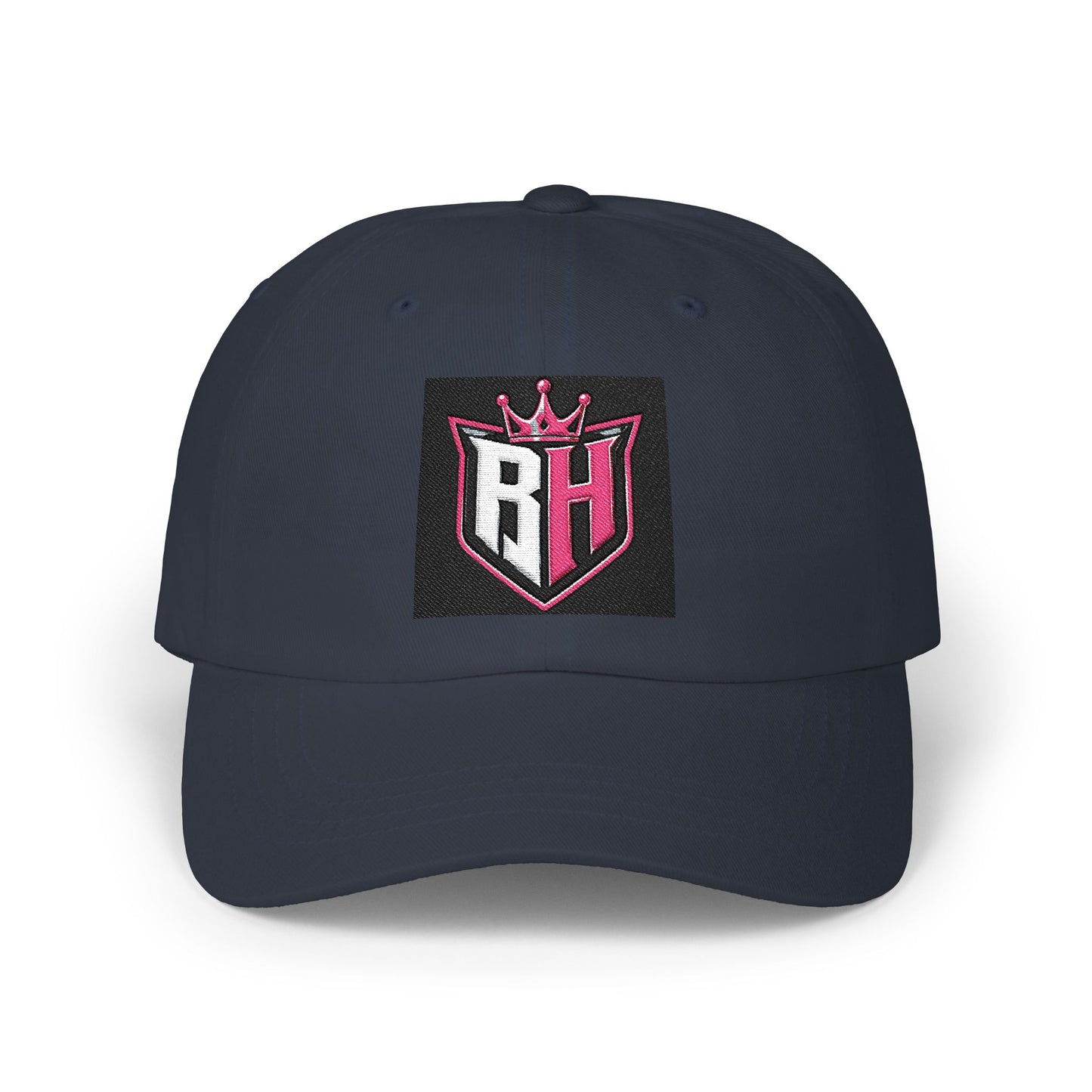 Dad Cap with Pink Crown RH Shield Embroidered Logo — Classic Baseball Hat for Moms & Dads