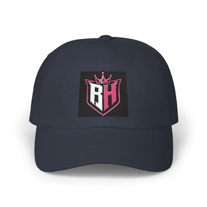 Dad Cap with Pink Crown RH Shield Embroidered Logo — Classic Baseball Hat for Moms & Dads