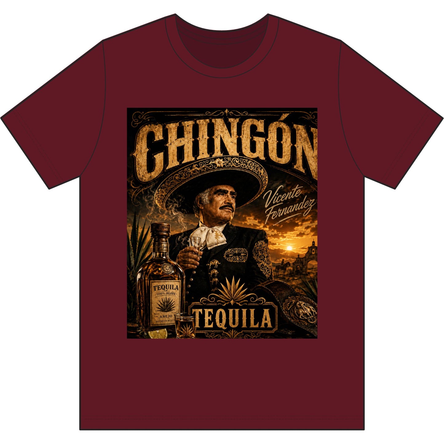 Chingón Tequila Graphic Tee — Vicente Fernández Tribute Performance Shirt