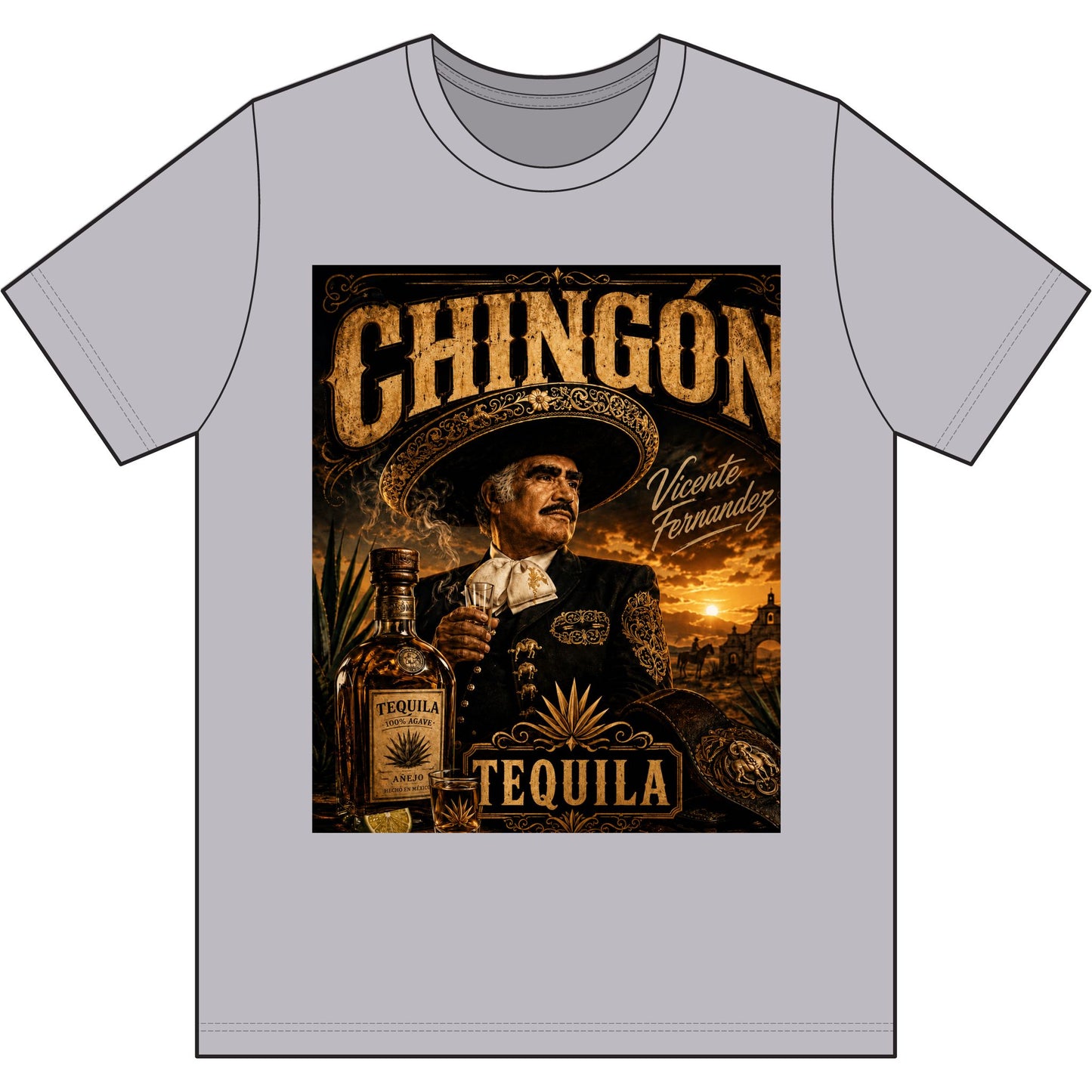 Chingón Tequila Graphic Tee — Vicente Fernández Tribute Performance Shirt