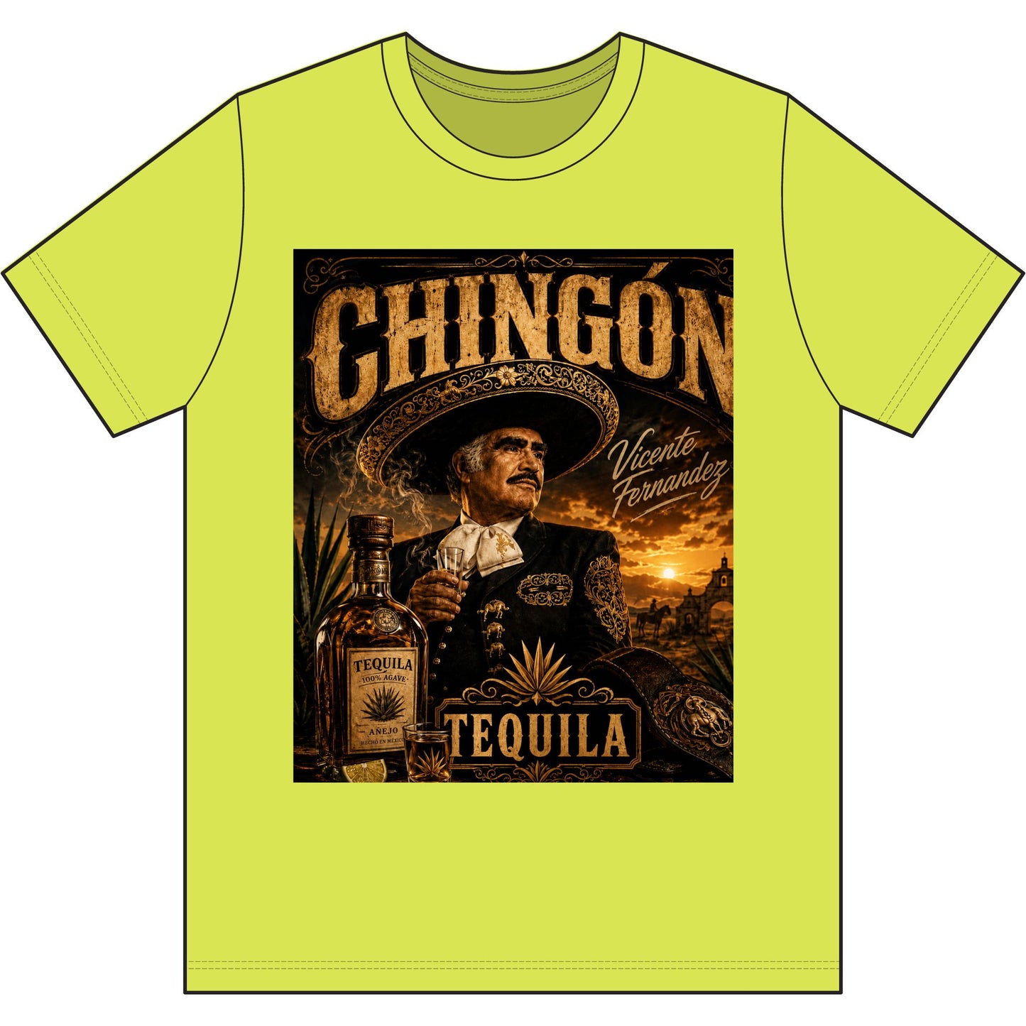 Chingón Tequila Graphic Tee — Vicente Fernández Tribute Performance Shirt