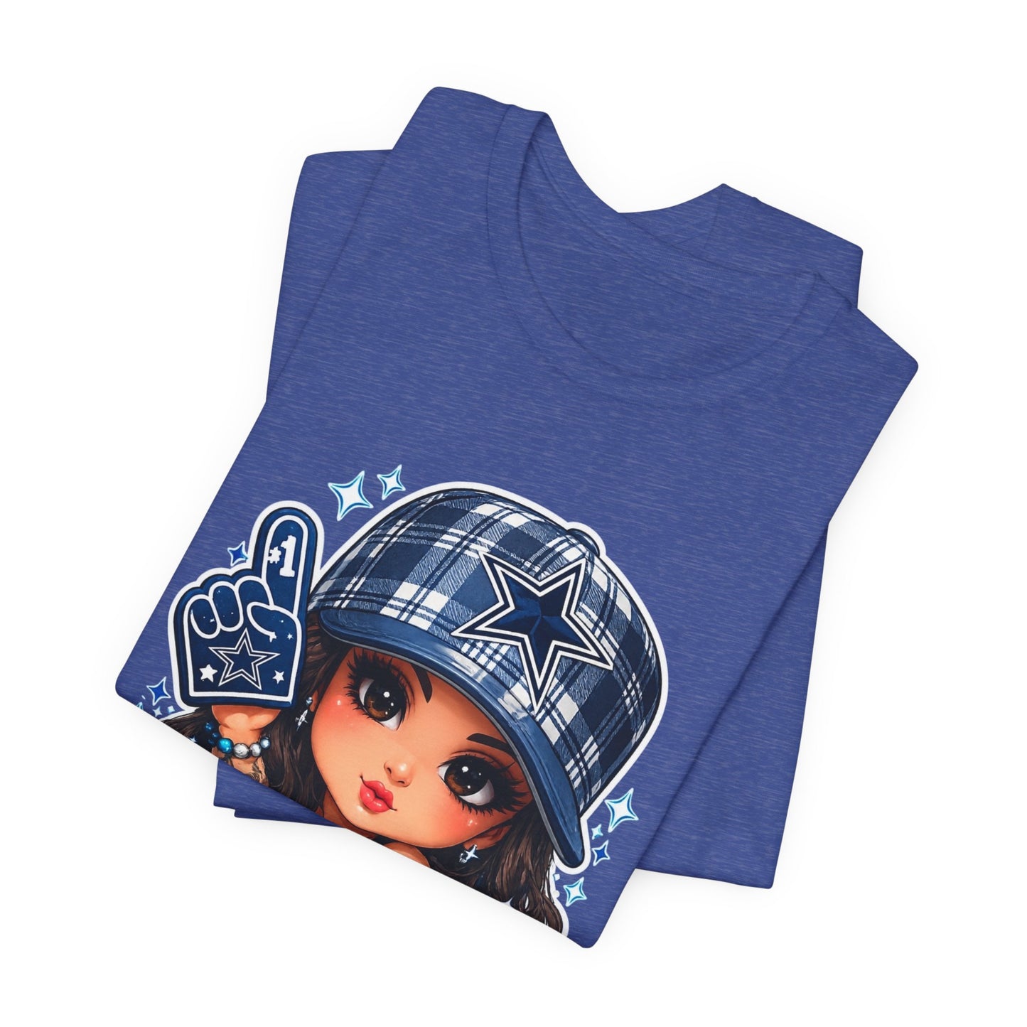 Cowboys Fan Girl T‑Shirt — Cute Tattooed Cheerleader Design
