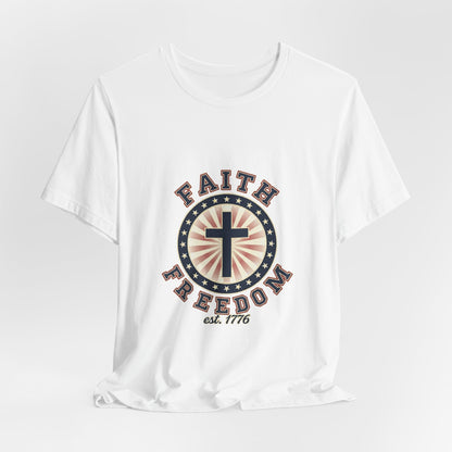 Faith & Freedom cross tee, Patriotic Vintage Americana July 4th