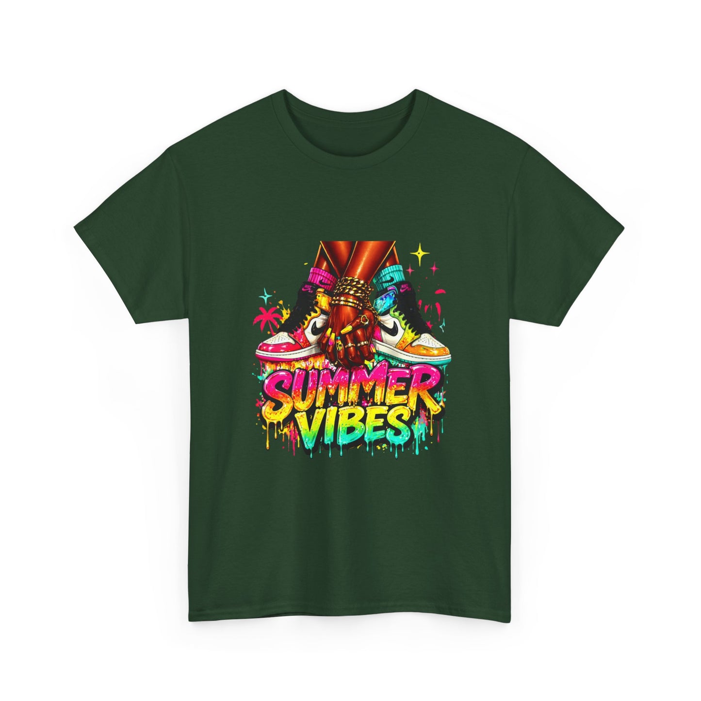 Summer Vibes T-Shirt — Colorful Tropical Skateboard Graphic Tee