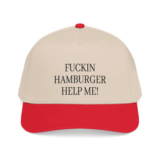Embroidered 'Fuckin Hamburger Help Me!' Baseball Cap