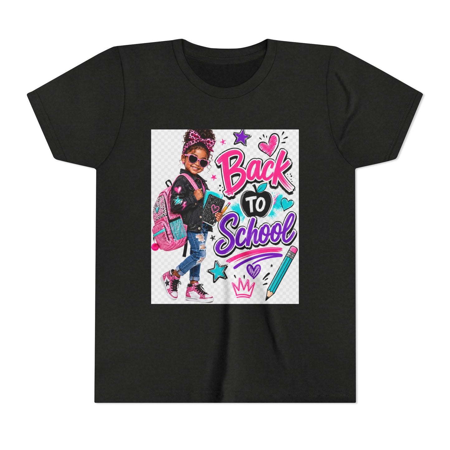 Back to School Kids Tee — Colorful Girl Backpack Design
