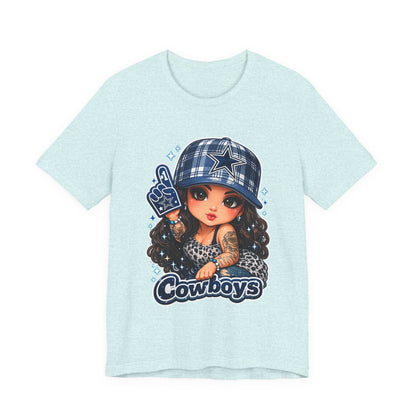 Cowboys Fan Girl T‑Shirt — Cute Tattooed Cheerleader Design