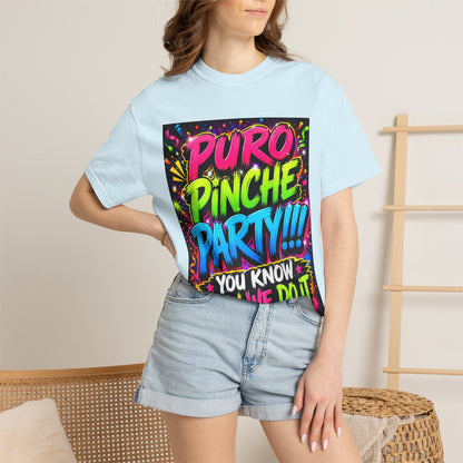 Puro Pinche Party T-Shirt — Neon Fiesta Graphic Tee (You Know How We Do It)