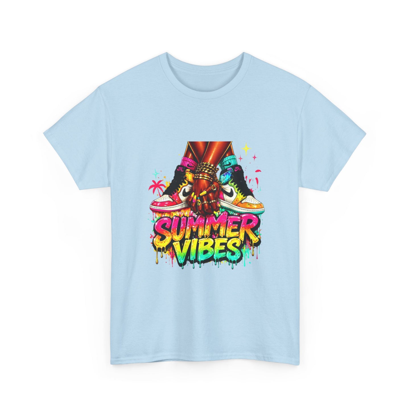 Summer Vibes T-Shirt — Colorful Tropical Skateboard Graphic Tee