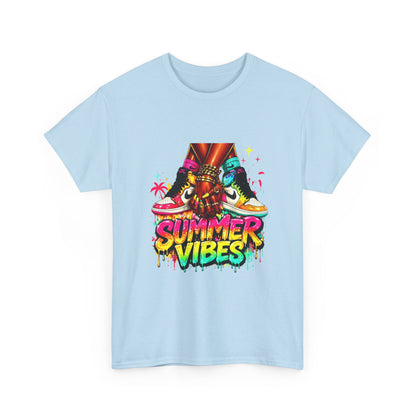 Summer Vibes T-Shirt — Colorful Tropical Skateboard Graphic Tee
