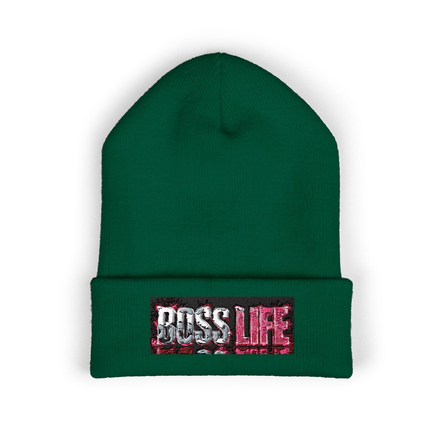 Boss Life Embroidered Cuffed Beanie — Streetwear Knit Hat for Confident Style