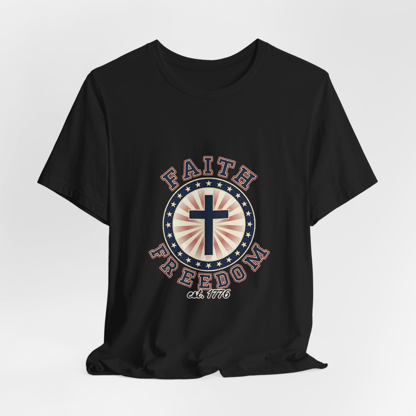 Faith & Freedom cross tee, Patriotic Vintage Americana July 4th