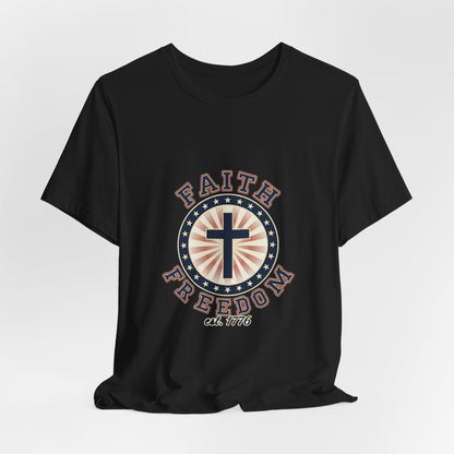 Faith & Freedom cross tee, Patriotic Vintage Americana July 4th