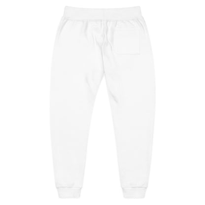 Embroidered White Fleece Sweatpants — Cozy 'Good Vibes' Accent