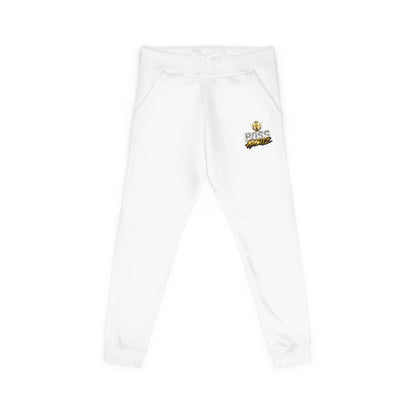 Embroidered White Fleece Sweatpants — Cozy 'Good Vibes' Accent