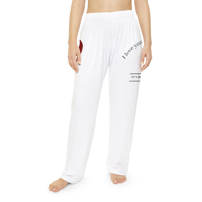 Heart Print Women's Pajama Pants — "I Love You With All My Butt" Lounge Sleepwear