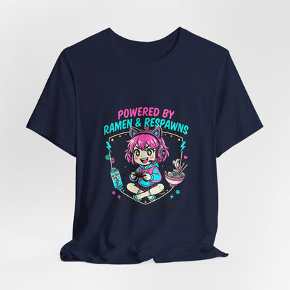 Late Night Anime Gamer Tee | chibi kawaii, manga panel, neon pastel aesthetic