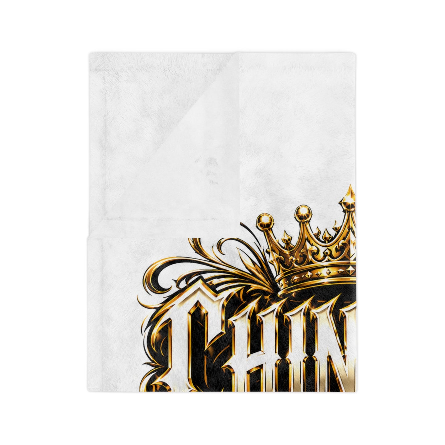 Velveteen Microfiber Blanket — "Chingón y Nada Más" Gold Crown Decorative Throw