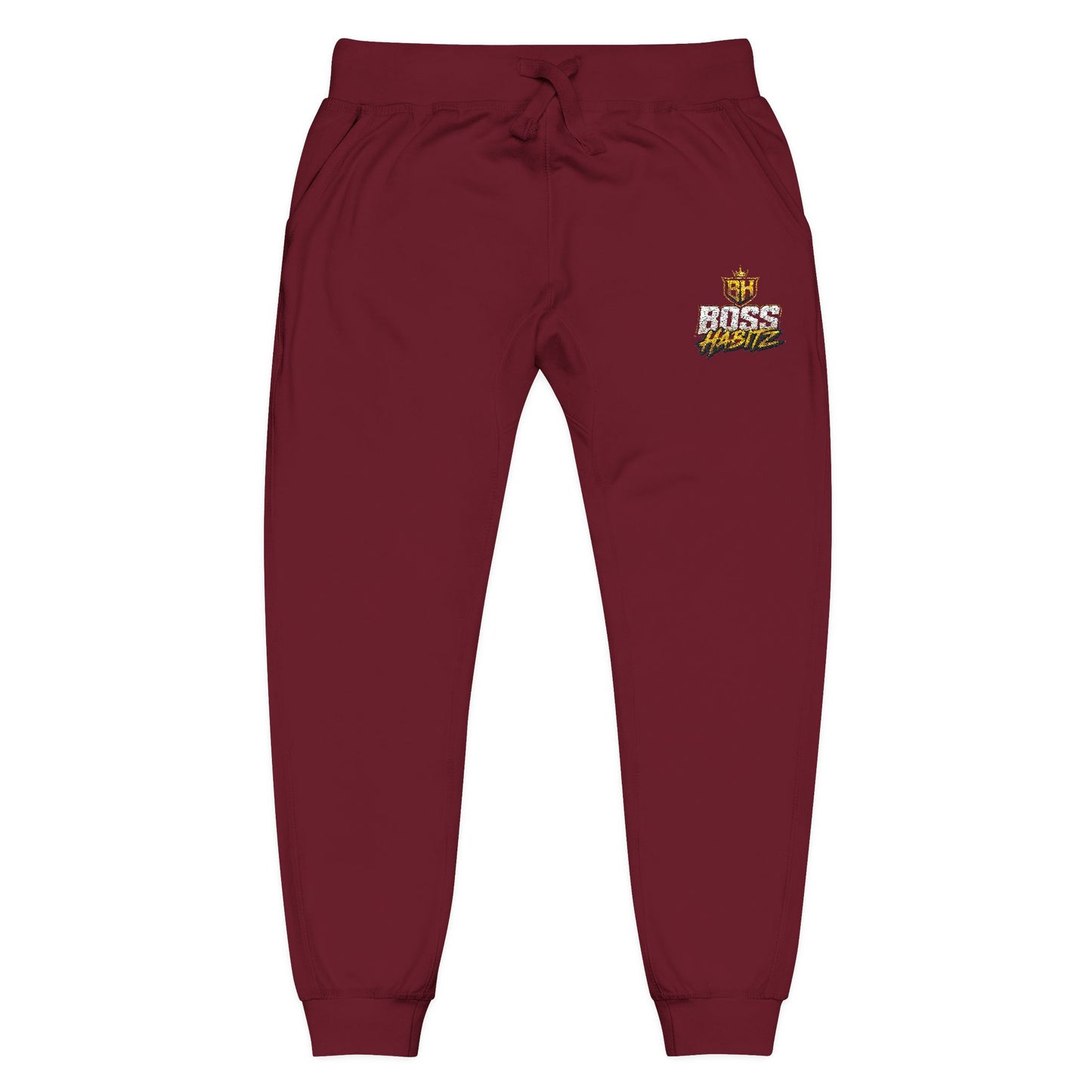 Embroidered White Fleece Sweatpants — Cozy 'Good Vibes' Accent
