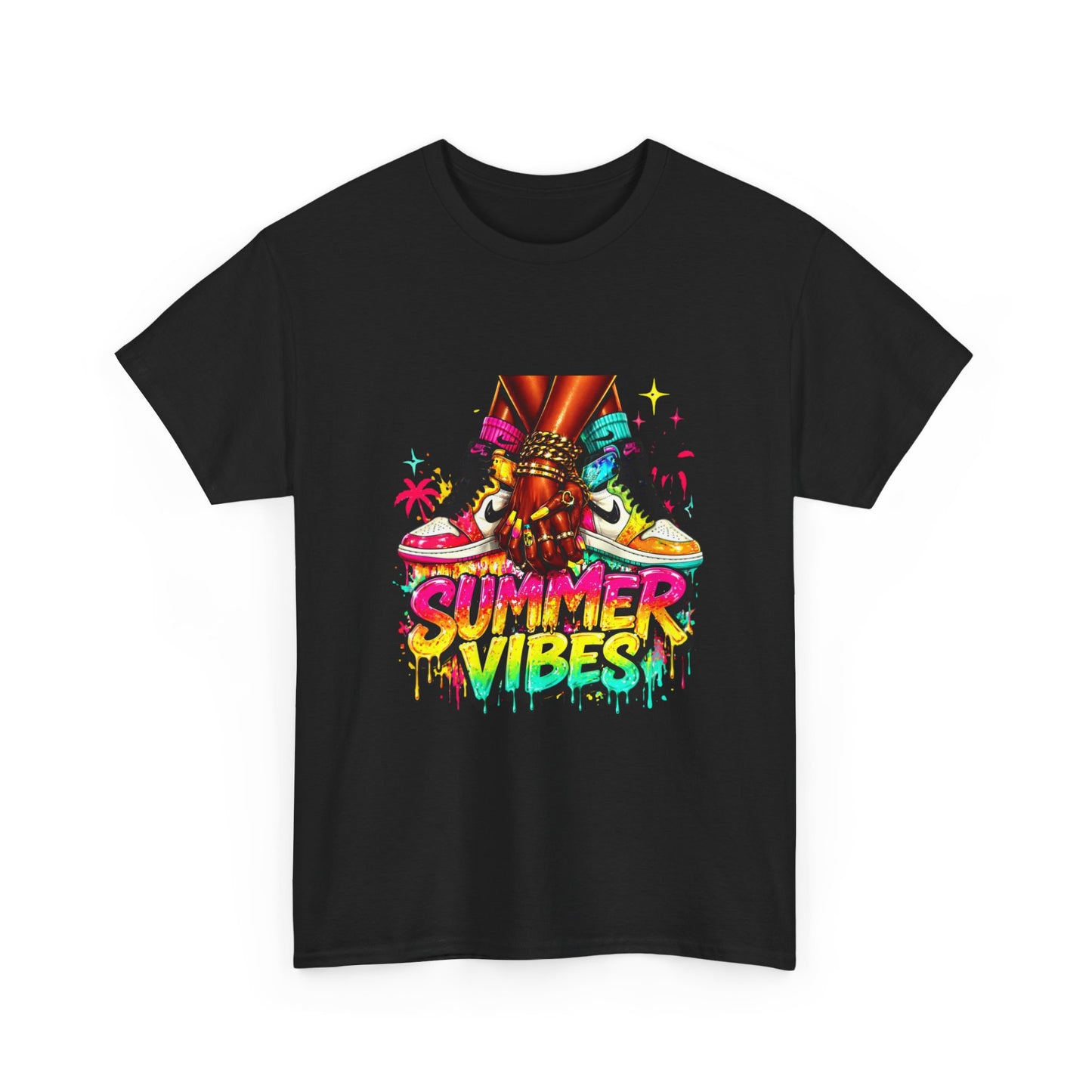 Summer Vibes T-Shirt — Colorful Tropical Skateboard Graphic Tee