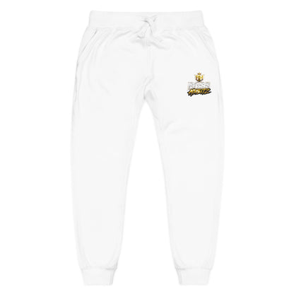 Embroidered White Fleece Sweatpants — Cozy 'Good Vibes' Accent