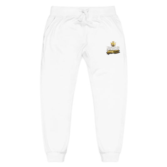 Embroidered White Fleece Sweatpants — Cozy 'Good Vibes' Accent