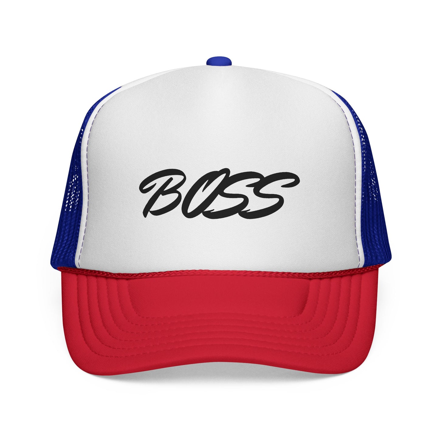 BOSS Trucker Cap — Bold Script Mesh Back Hat for Leaders & Street Style