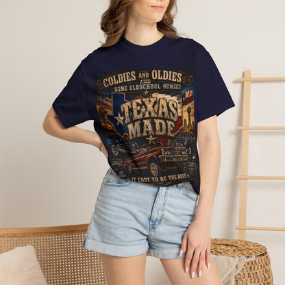 Texas Made Vintage Car T-Shirt — "Hello Motha Fuckaaaa" Back Print