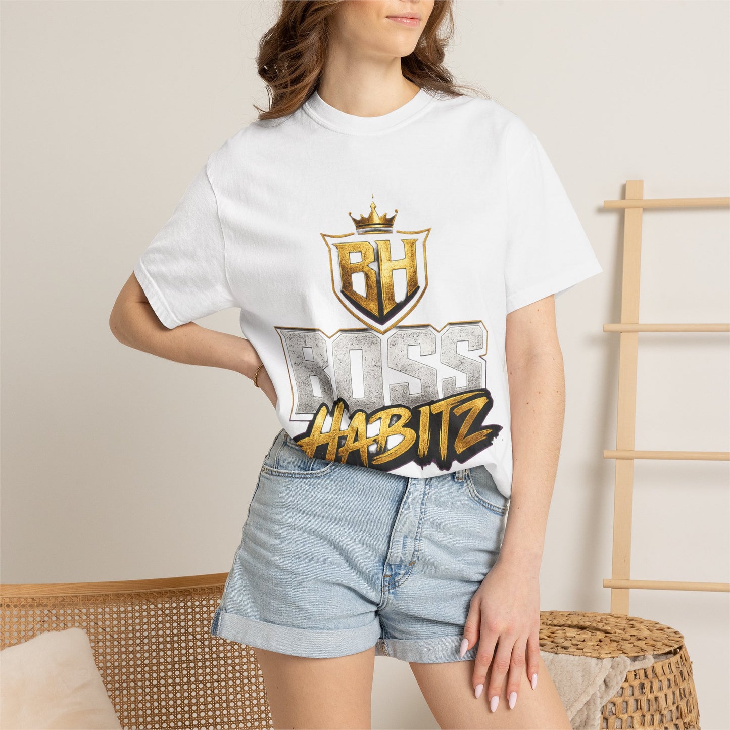 Boss Habitz Graphic T-Shirt — Gold Crown Logo Tee