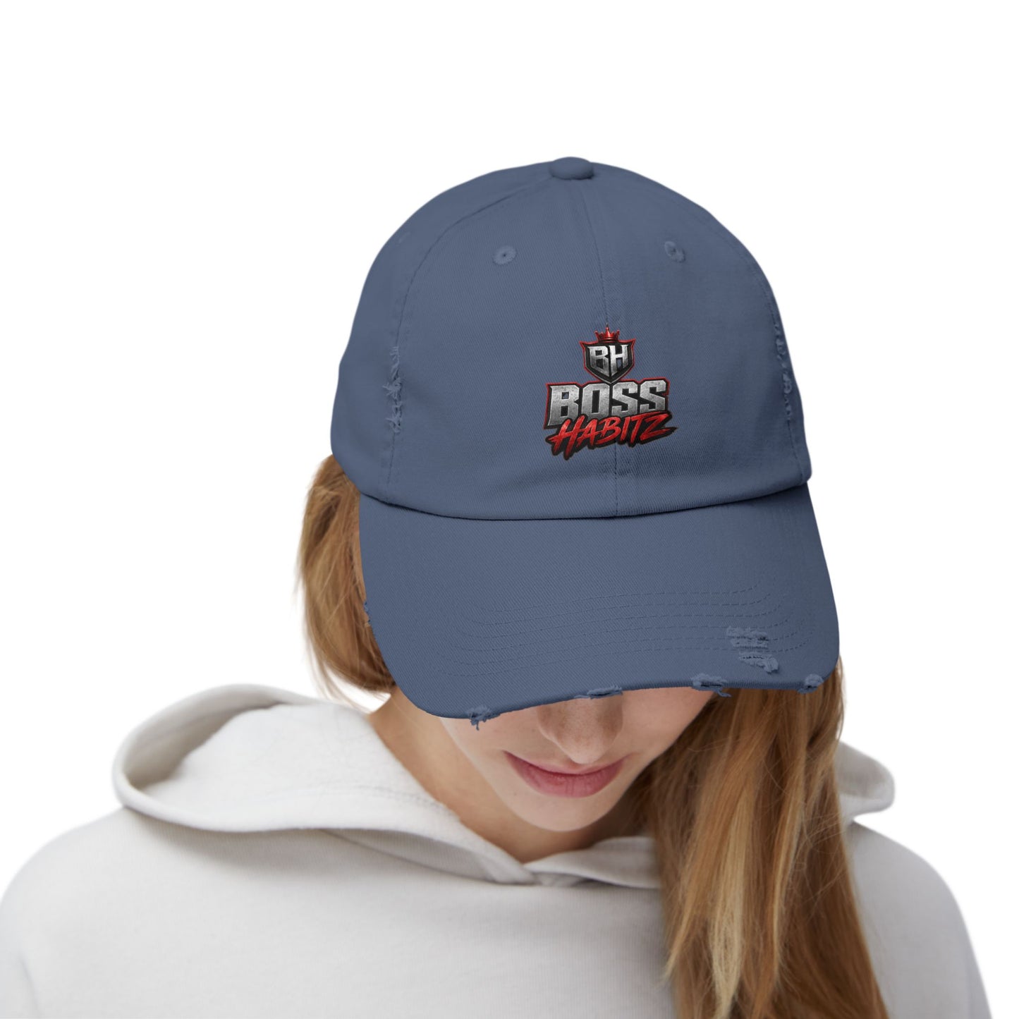 Boss Habitz Distressed Cap — Embroidered Logo Baseball Hat