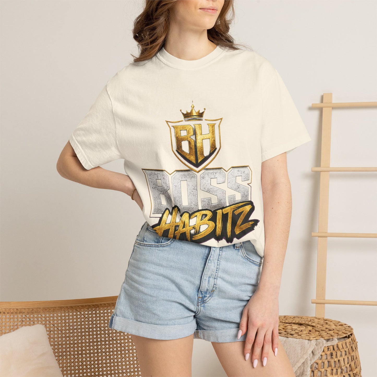 Boss Habitz Graphic T-Shirt — Gold Crown Logo Tee