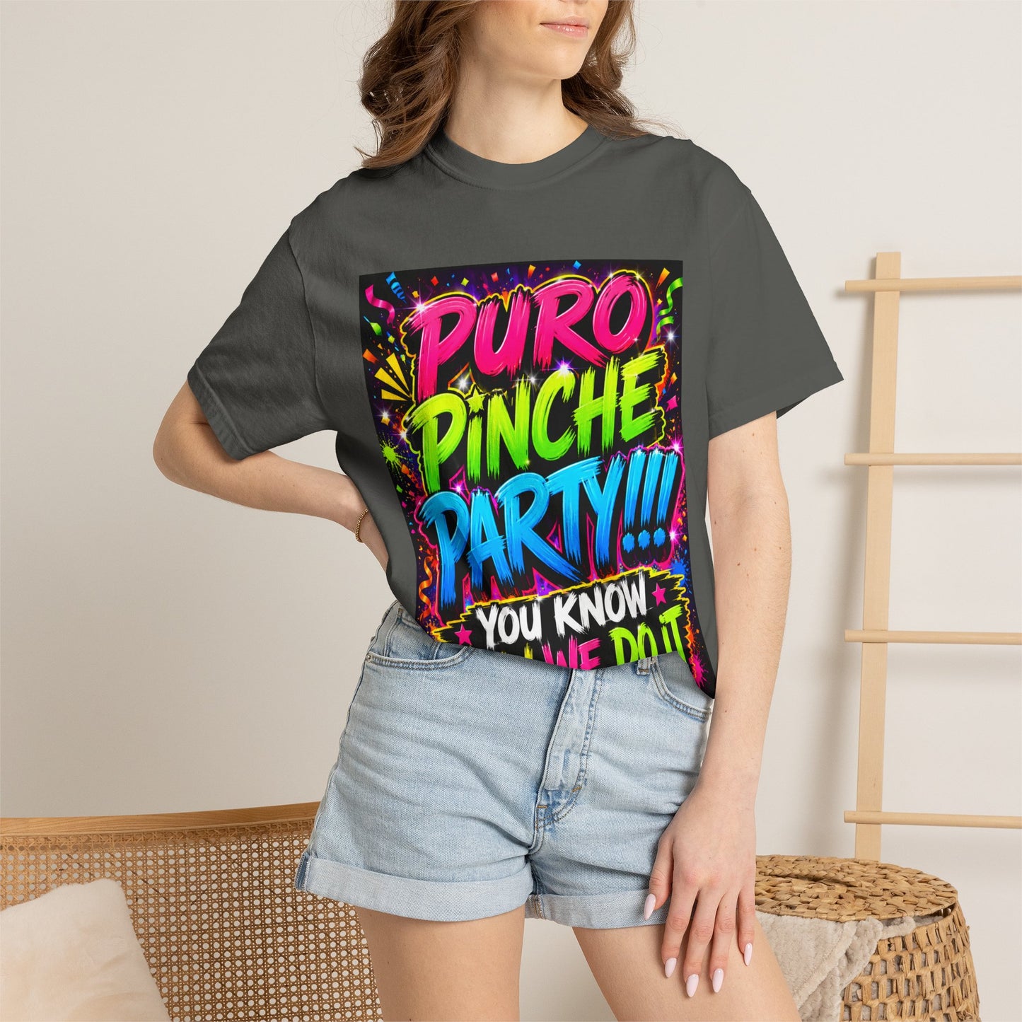 Puro Pinche Party T-Shirt — Neon Fiesta Graphic Tee (You Know How We Do It)