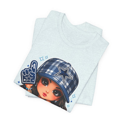 Cowboys Fan Girl T‑Shirt — Cute Tattooed Cheerleader Design