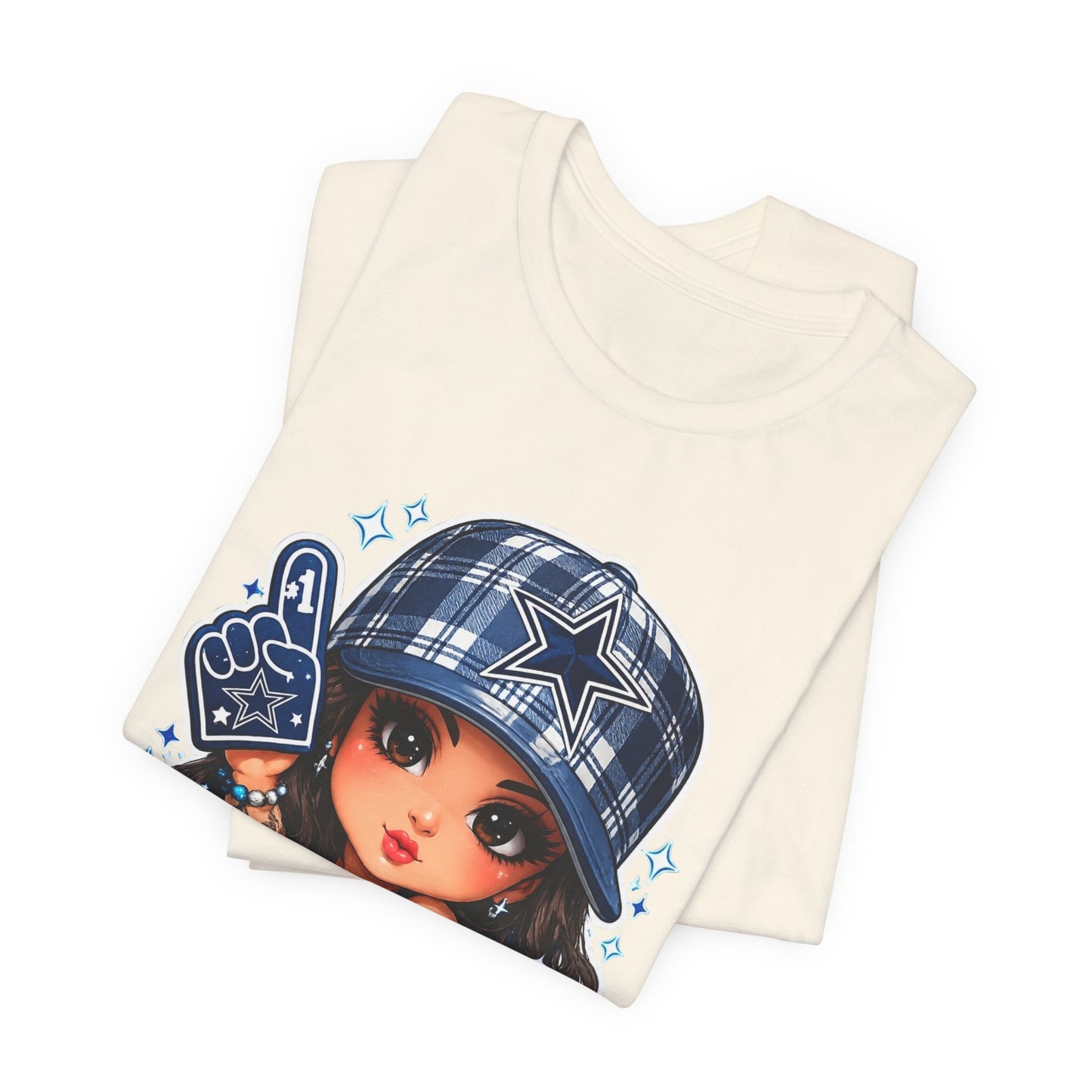 Cowboys Fan Girl T‑Shirt — Cute Tattooed Cheerleader Design