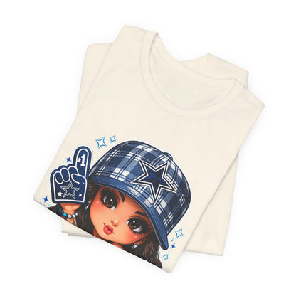 Cowboys Fan Girl T‑Shirt — Cute Tattooed Cheerleader Design