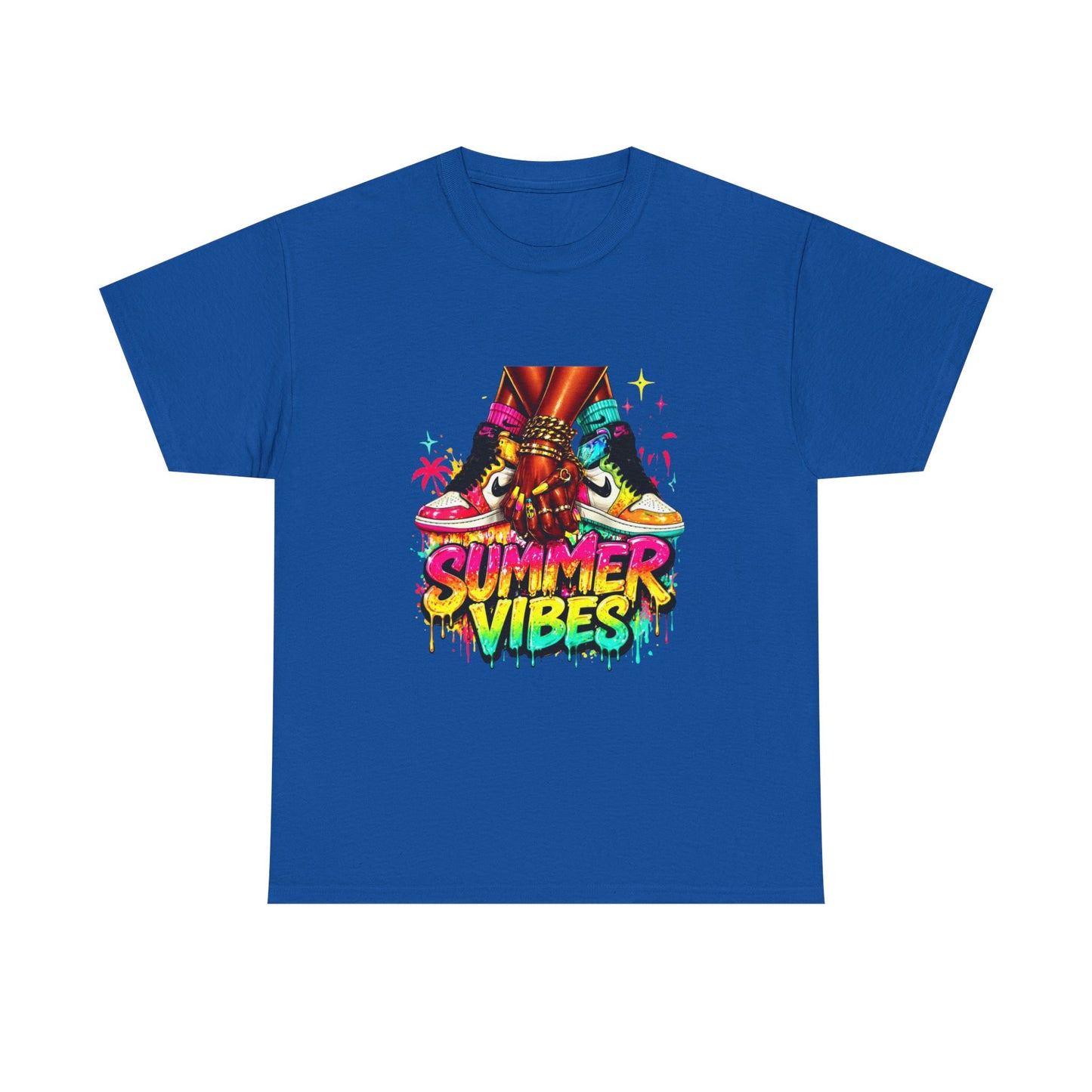 Summer Vibes T-Shirt — Colorful Tropical Skateboard Graphic Tee