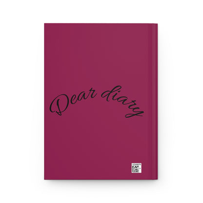 Hardcover Journal — "Dear Diary" Matte Burgundy Notebook for Personal Writing & Journaling