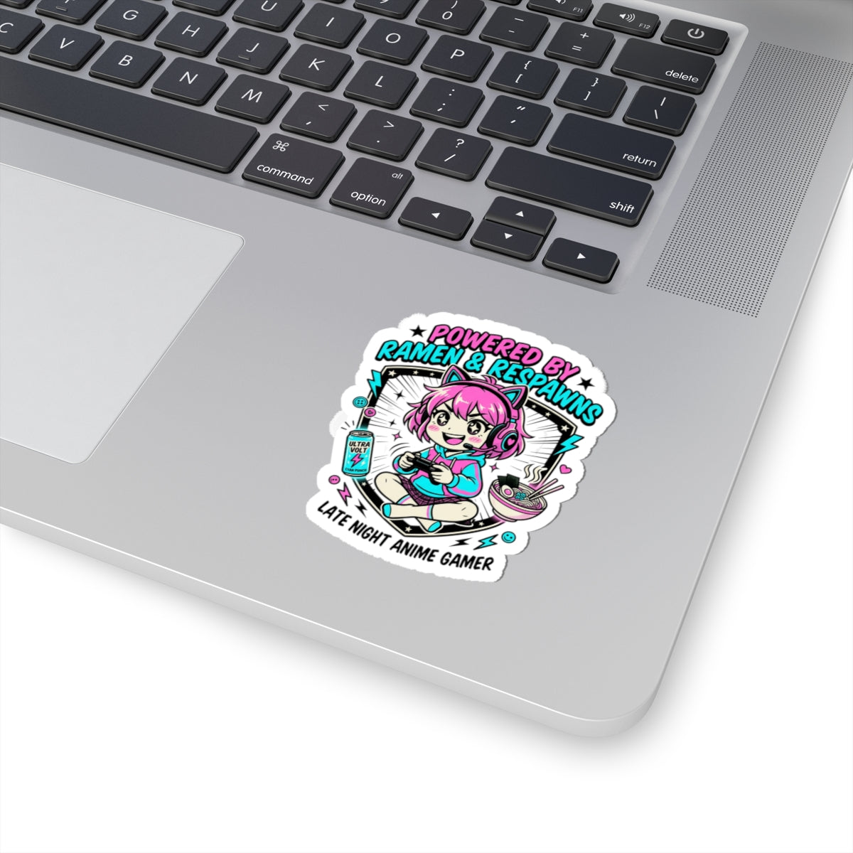 Powered by Ramen & Respawns Sticker | Anime Aesthetic, Chibi Gamer