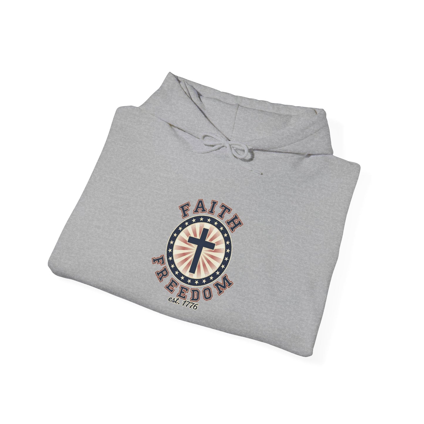 Faith & Freedom Cross Hoodie | Patriotic, Faith-Based, Vintage Americana