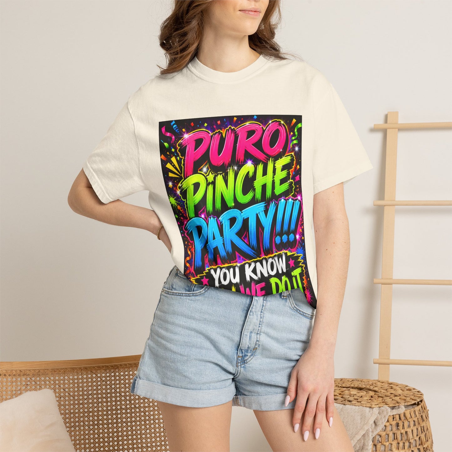 Puro Pinche Party T-Shirt — Neon Fiesta Graphic Tee (You Know How We Do It)