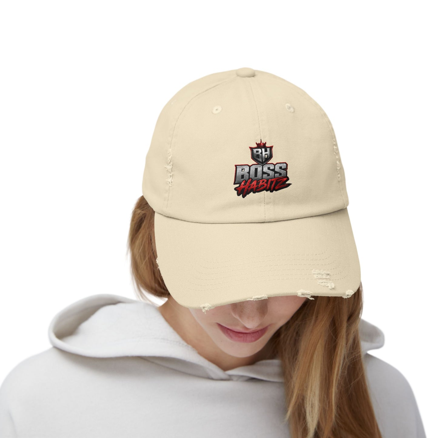 Boss Habitz Distressed Cap — Embroidered Logo Baseball Hat