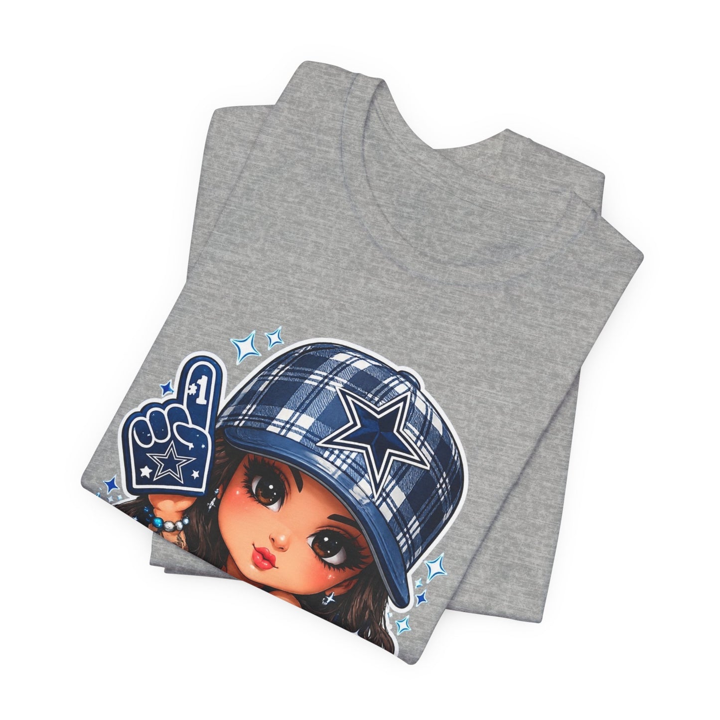 Cowboys Fan Girl T‑Shirt — Cute Tattooed Cheerleader Design
