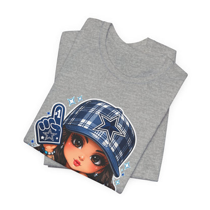 Cowboys Fan Girl T‑Shirt — Cute Tattooed Cheerleader Design