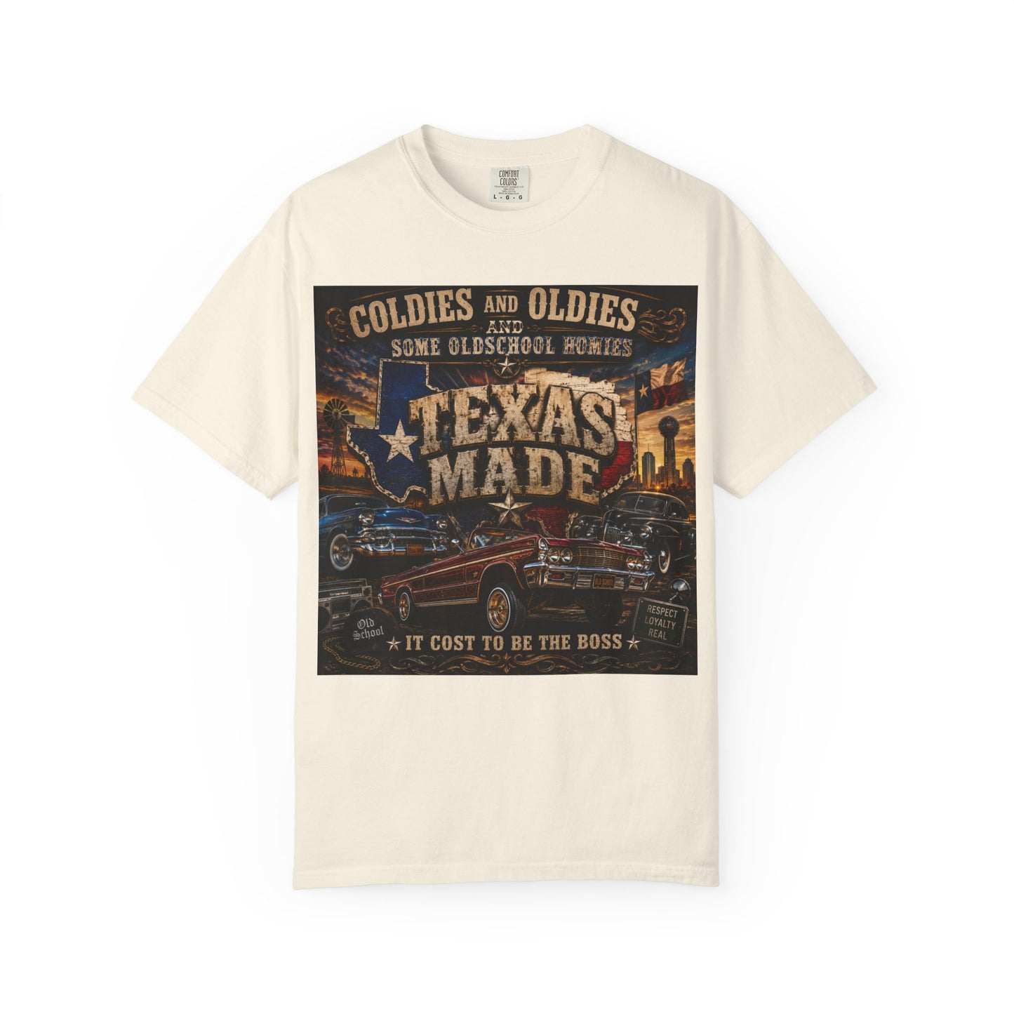 Texas Made Vintage Car T-Shirt — "Hello Motha Fuckaaaa" Back Print