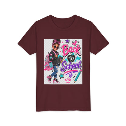 Back to School Kids Tee — Colorful Girl Backpack Design