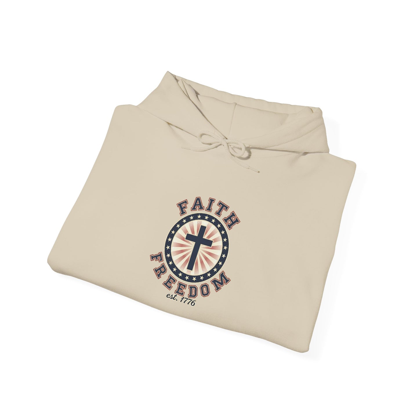 Faith & Freedom Cross Hoodie | Patriotic, Faith-Based, Vintage Americana