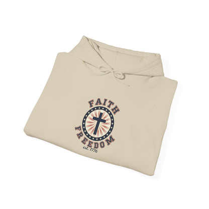 Faith & Freedom Cross Hoodie | Patriotic, Faith-Based, Vintage Americana